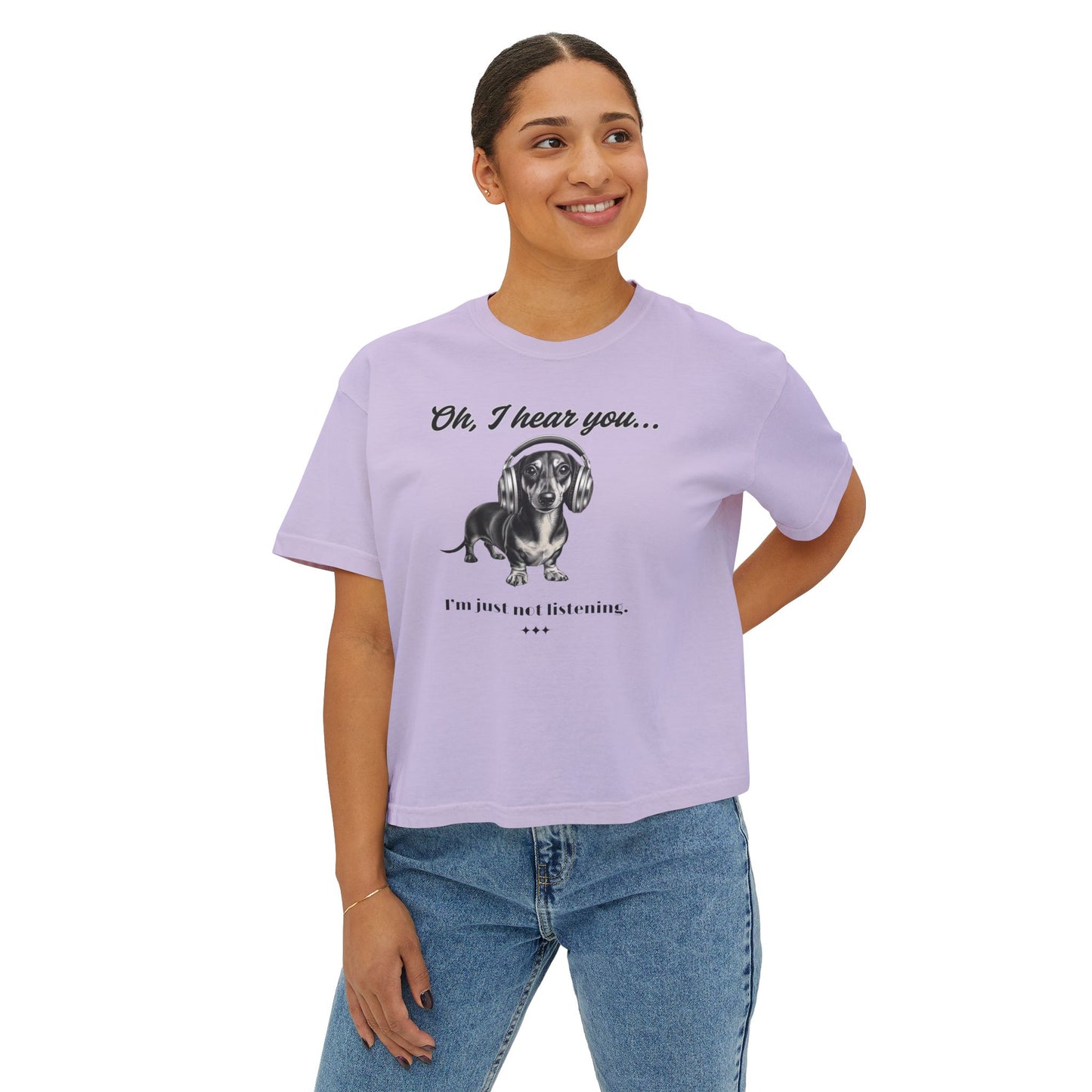 DOXIE NOT LISTENING Women's Boxy Tee