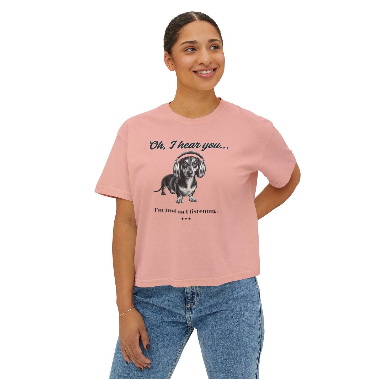DOXIE NOT LISTENING Women's Boxy Tee
