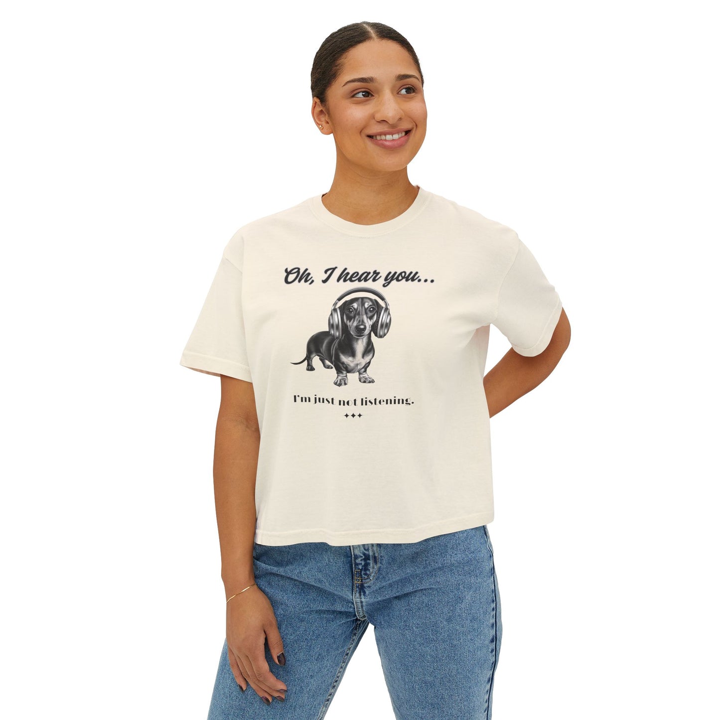 DOXIE NOT LISTENING Women's Boxy Tee