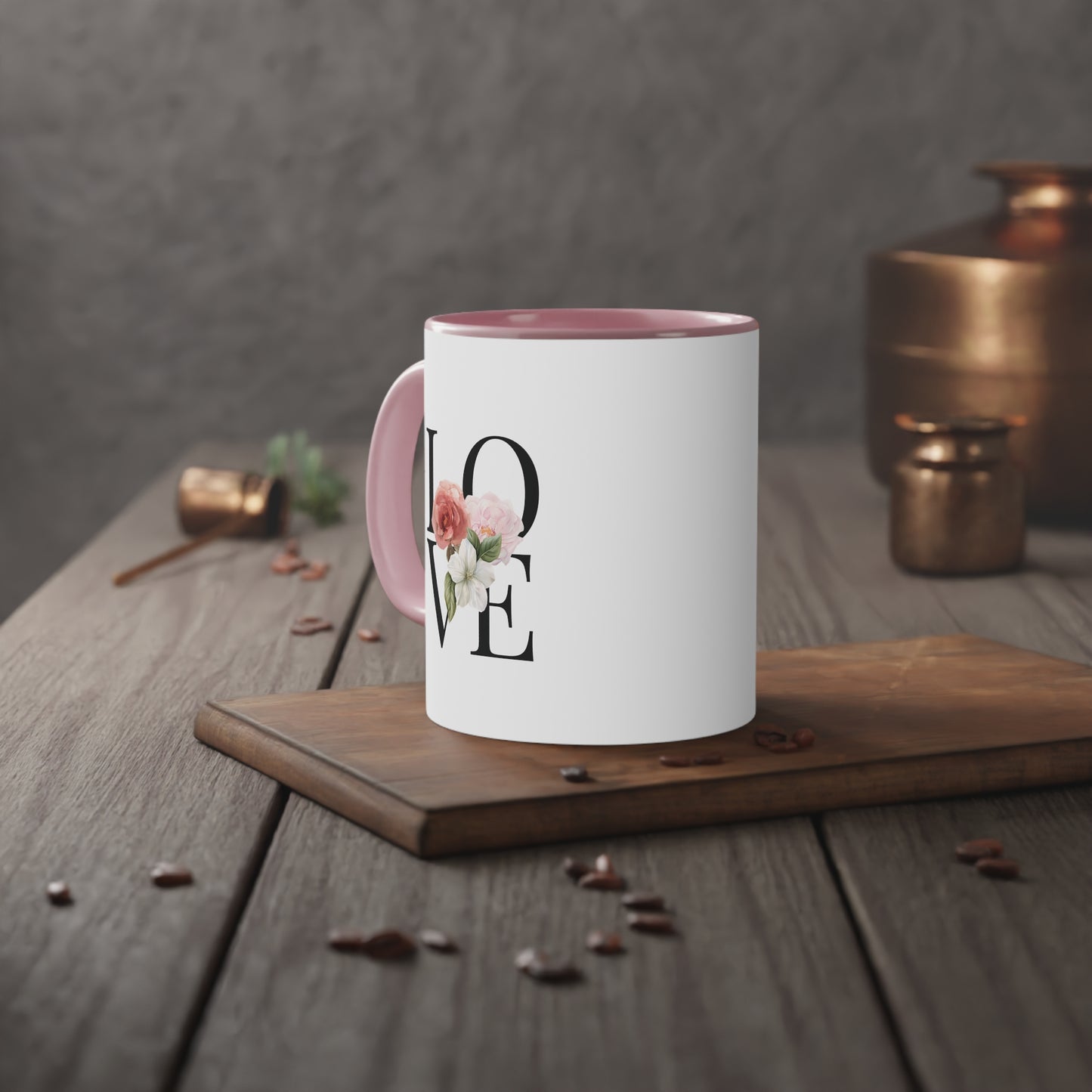 PINK LOVE White Accent Mug, 11oz