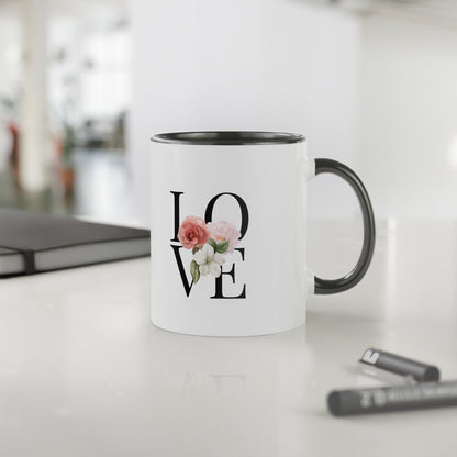 PINK LOVE White Accent Mug, 11oz