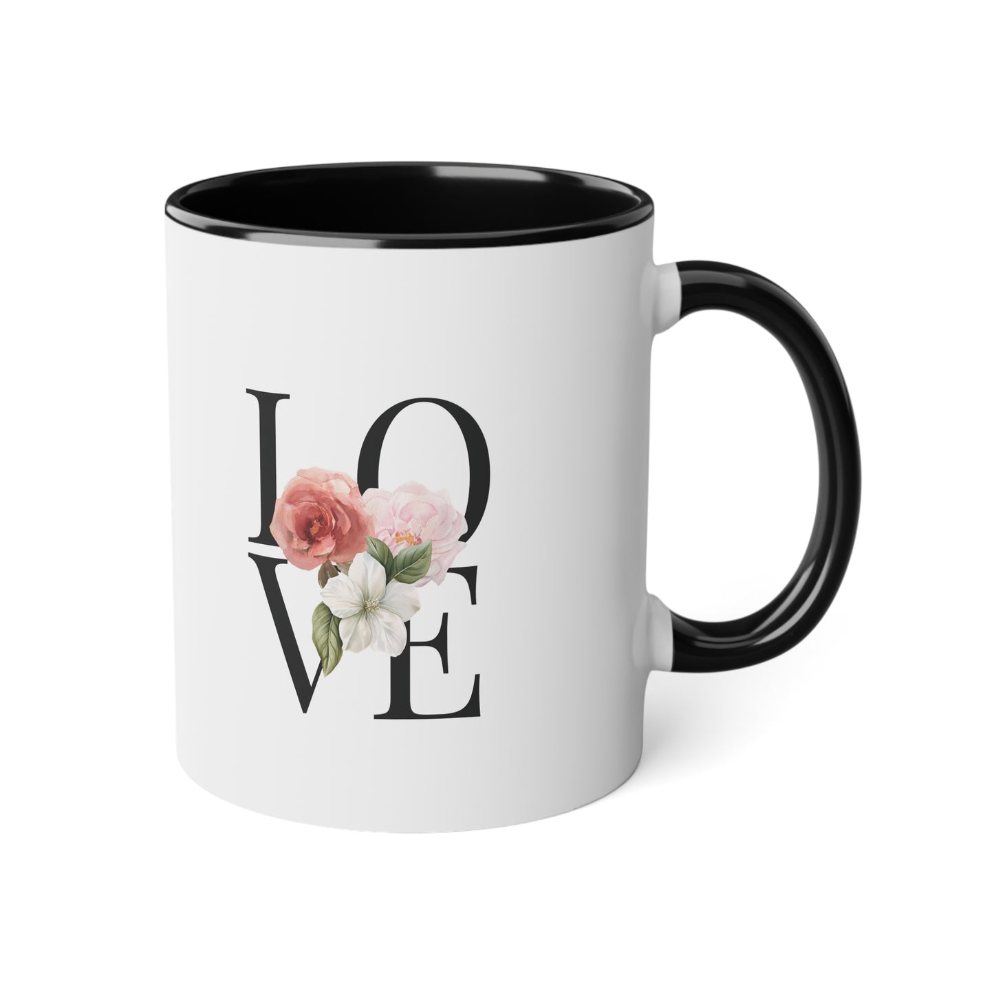PINK LOVE White Accent Mug, 11oz