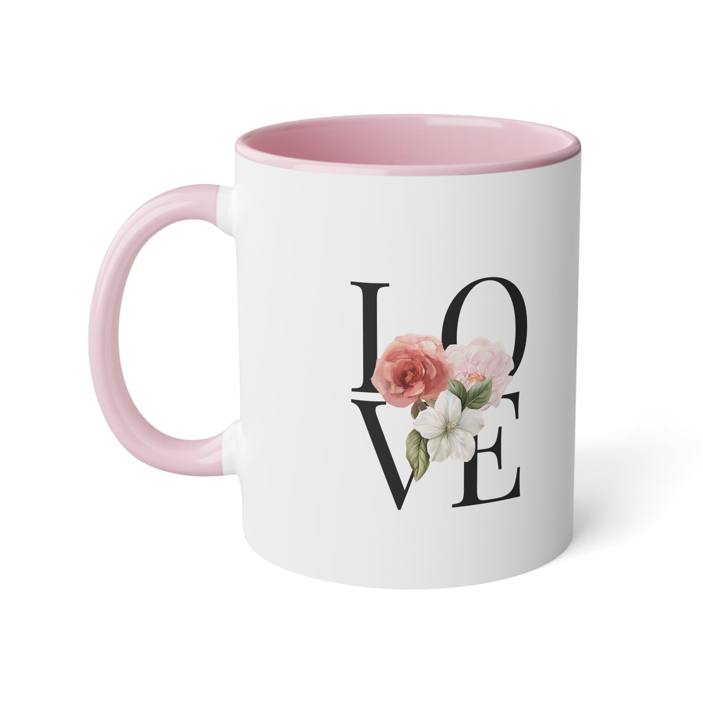 PINK LOVE White Accent Mug, 11oz
