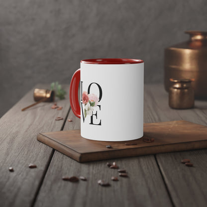 PINK LOVE White Accent Mug, 11oz