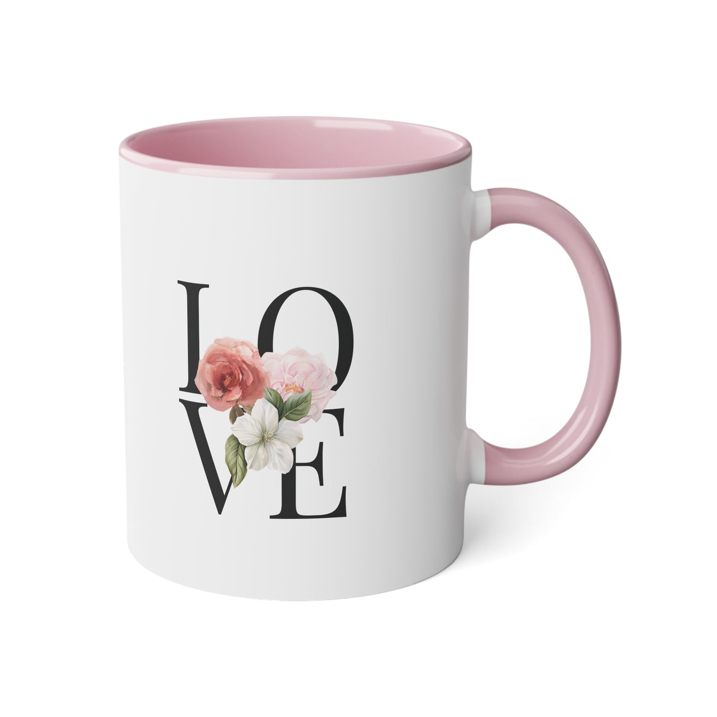PINK LOVE White Accent Mug, 11oz