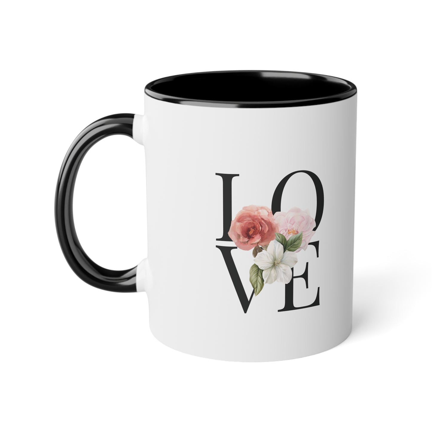 PINK LOVE White Accent Mug, 11oz