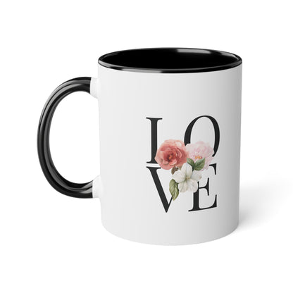 PINK LOVE White Accent Mug, 11oz