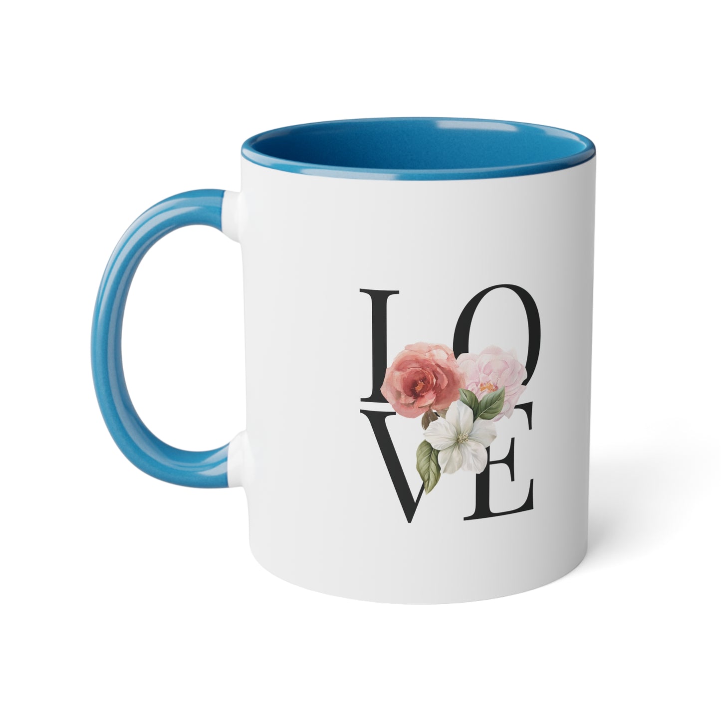 PINK LOVE White Accent Mug, 11oz
