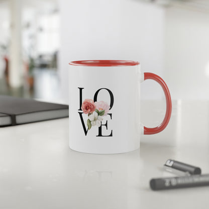 PINK LOVE White Accent Mug, 11oz