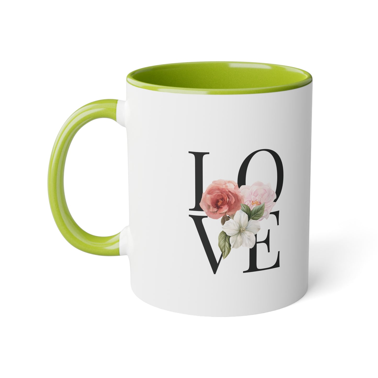 PINK LOVE White Accent Mug, 11oz