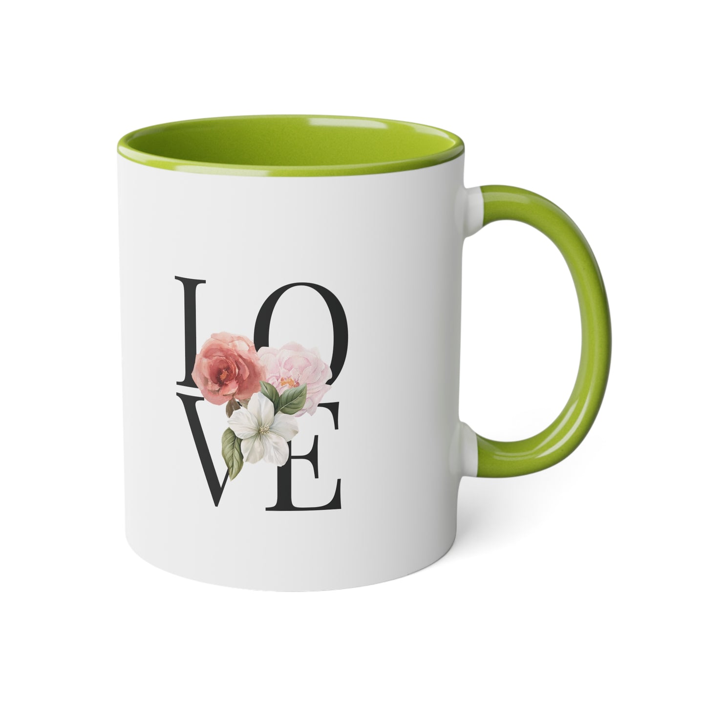 PINK LOVE White Accent Mug, 11oz