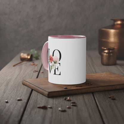PINK LOVE White Accent Mug, 11oz
