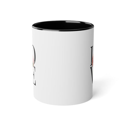 PINK LOVE White Accent Mug, 11oz