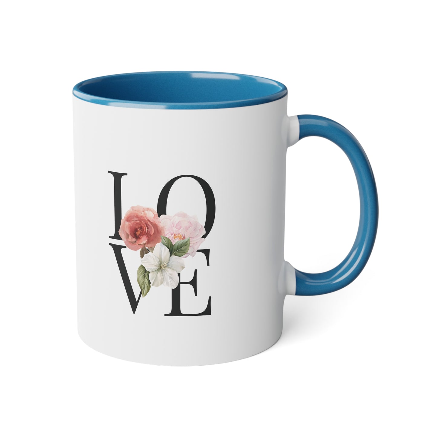 PINK LOVE White Accent Mug, 11oz