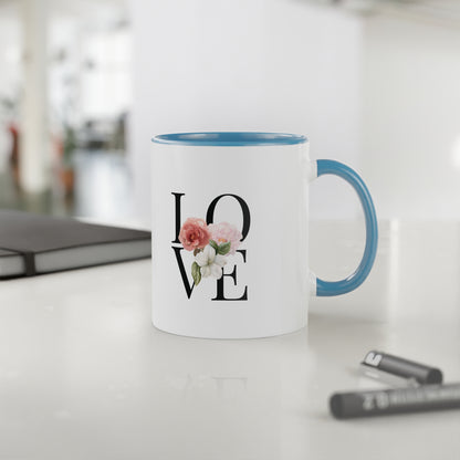 PINK LOVE White Accent Mug, 11oz