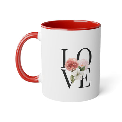 PINK LOVE White Accent Mug, 11oz
