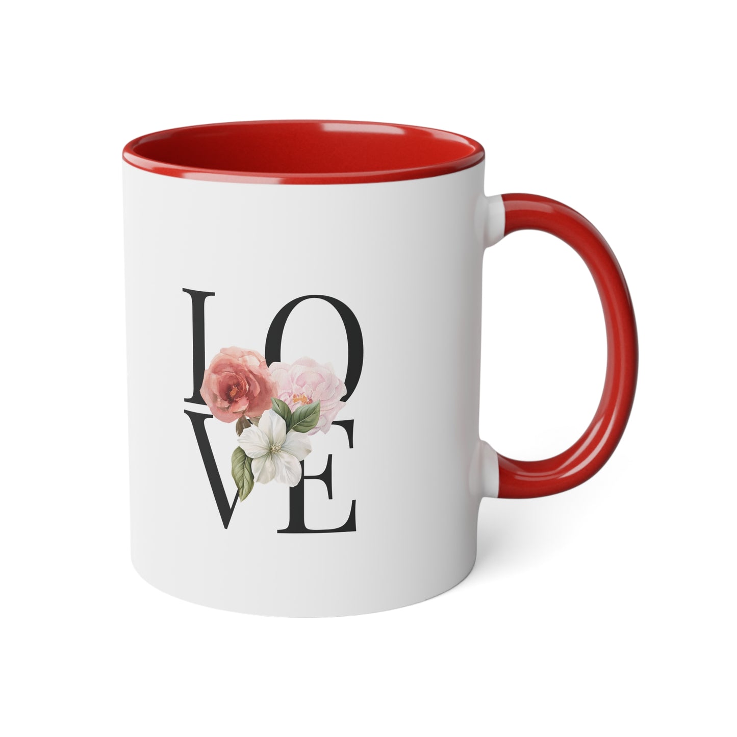 PINK LOVE White Accent Mug, 11oz
